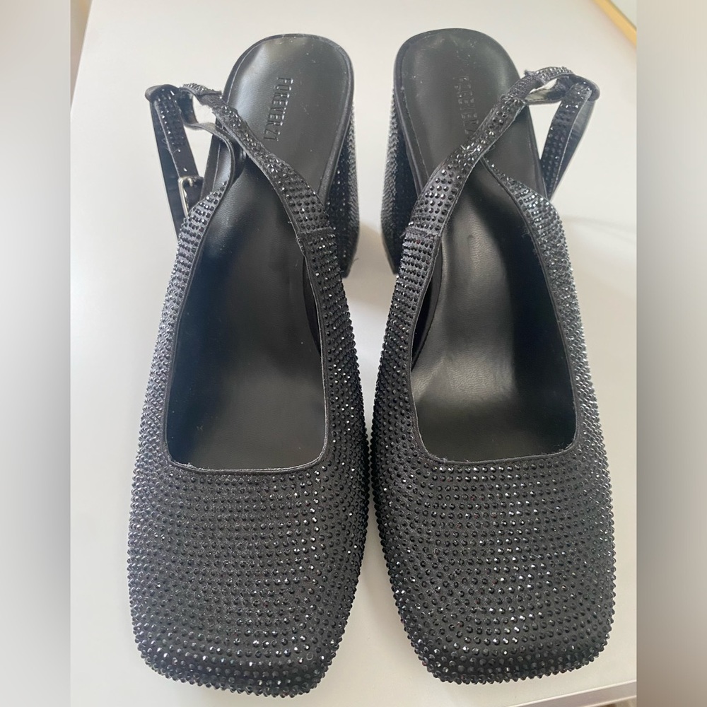 Black Rhinestone Slingback Heels